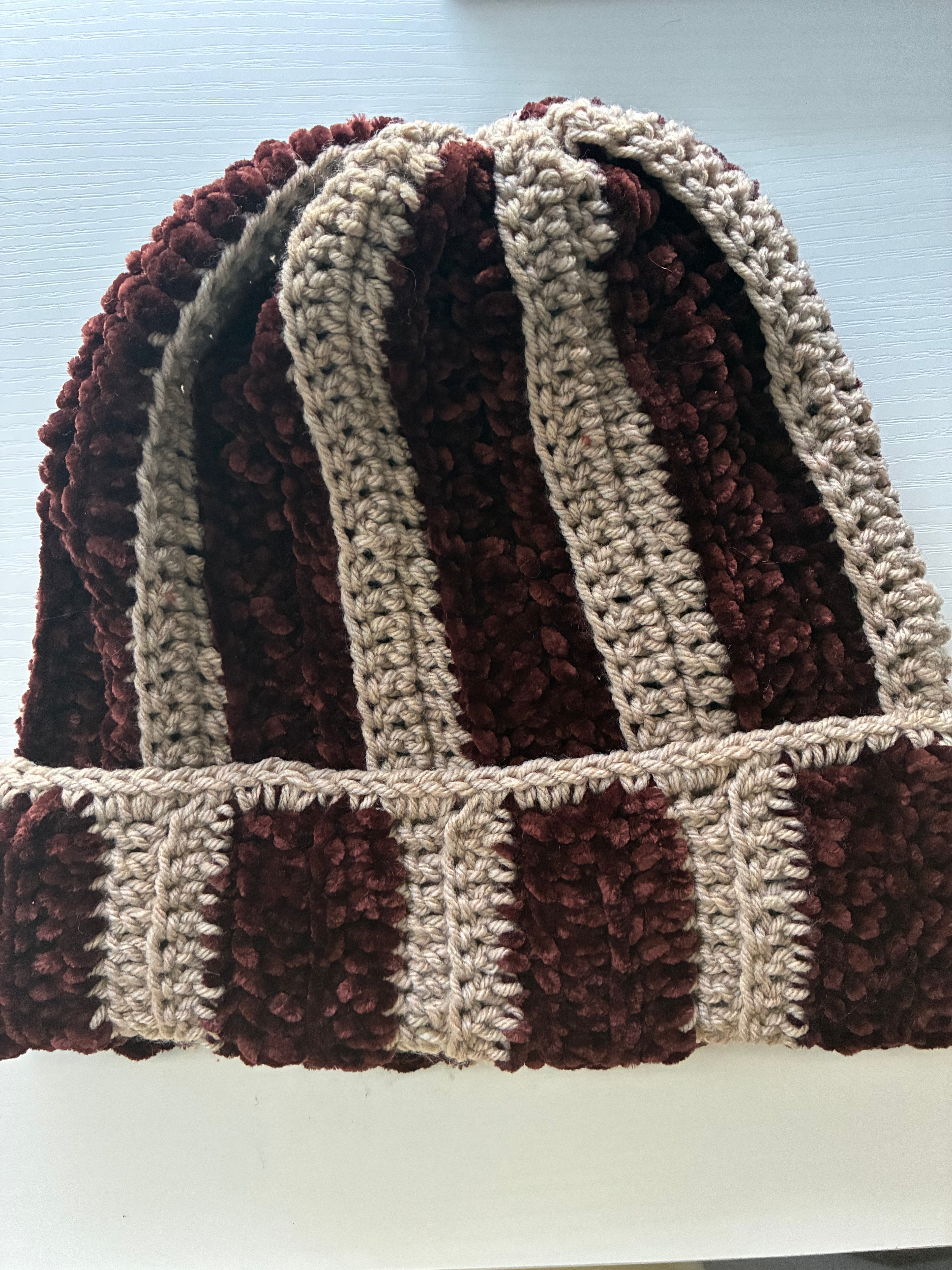 Crochet stripped beanie