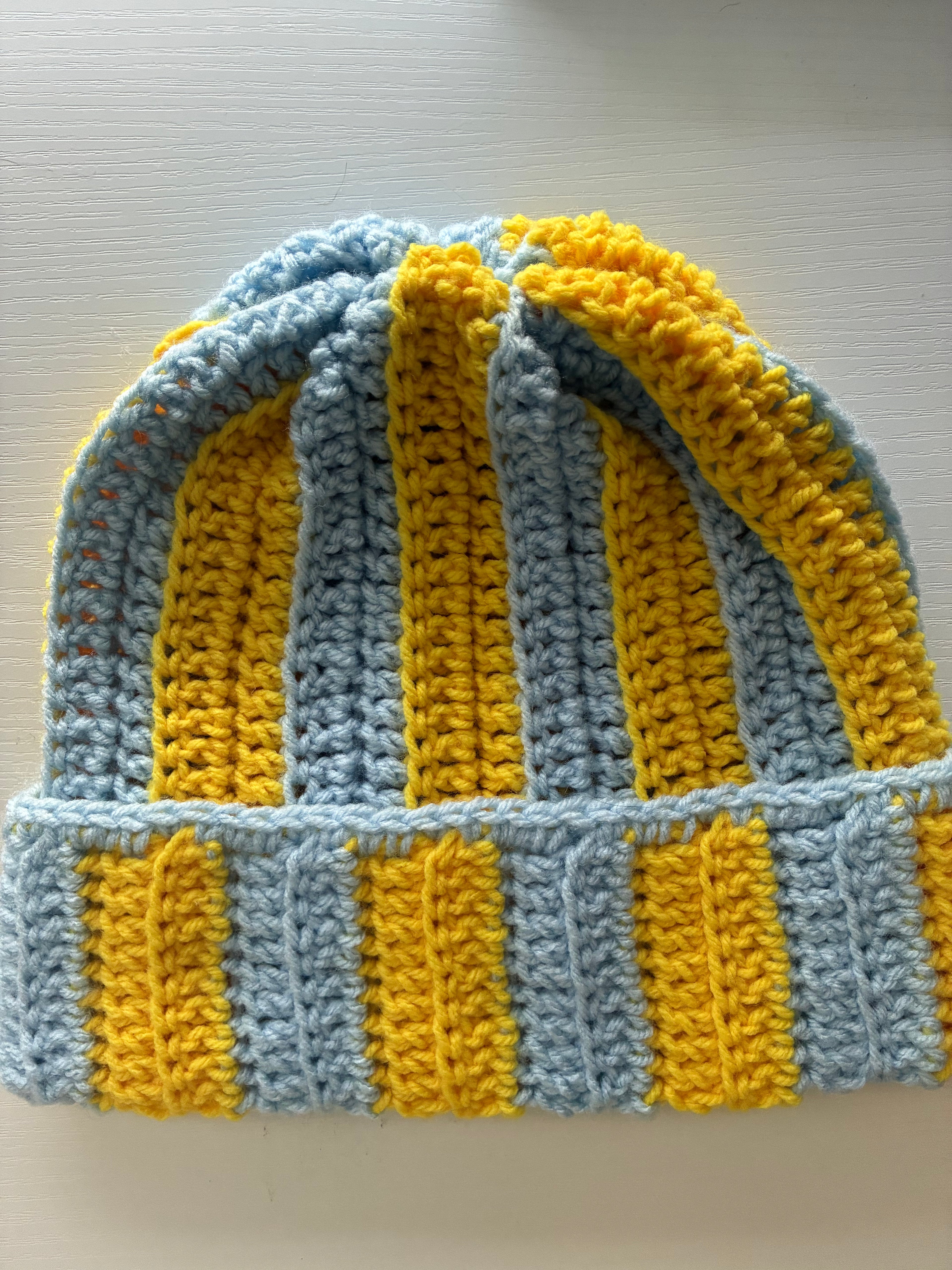 Crochet stripped beanie